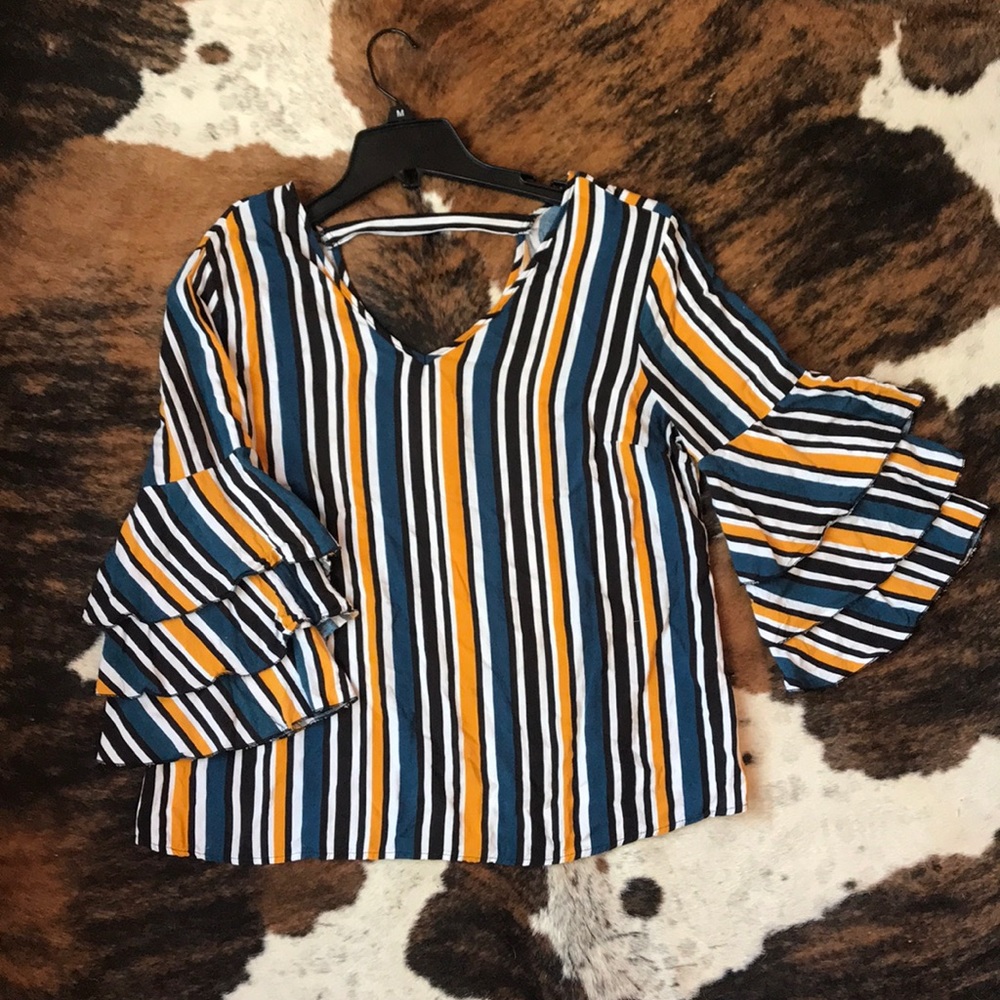 Striped bell sleeve top